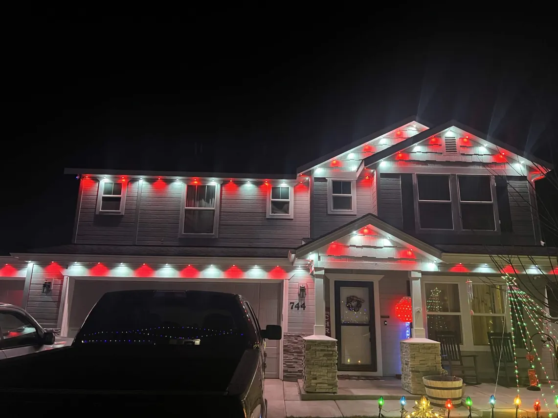 Two-Story Red & White Christmas Lights